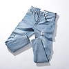 Quần jeans xanh nhạt wash rách df form slimfit 220701 - ảnh sản phẩm 10