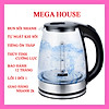 Ấm siêu tốc thủy tinh cao cấp mega house electric kettle mg168 bình siêu - ảnh sản phẩm 1