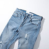 Quần jeans xanh nhạt wash rách df form slimfit 220701 - ảnh sản phẩm 3