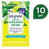 Combo 10 gói khăn ướt kháng khuẩn-khử mùi let-green 15 miếng gói - ảnh sản phẩm 1