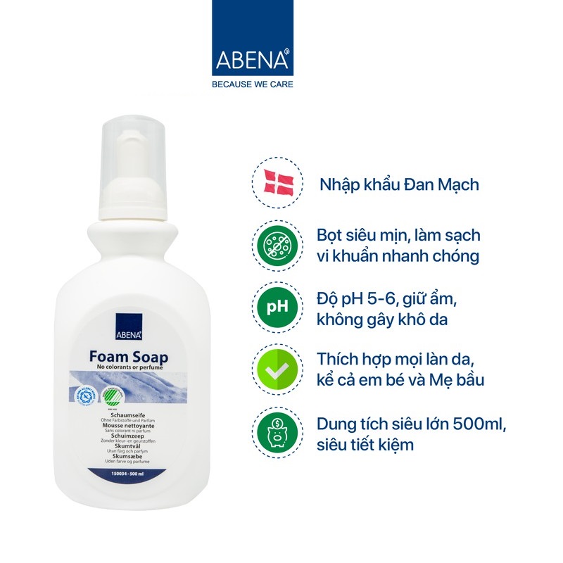 Bọt rửa tay diệt khuẩn mềm da và khử mùi hiệu quả - abena foam soap 500ml - ảnh sản phẩm 2