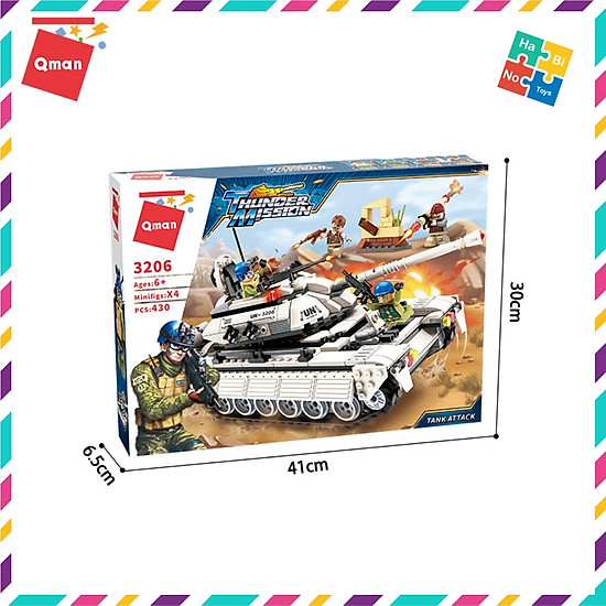 Bộ đồ chơi xếp hình thông minh lego quân sự qman xe tăng trắng 3206 cho - ảnh sản phẩm 1
