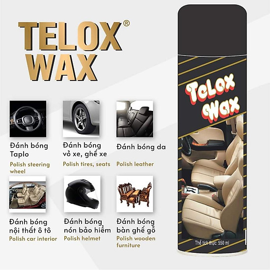 Thùng 12 bình xịt đánh bóng đa năng telox wax 550ml hương chanh - ảnh sản phẩm 1