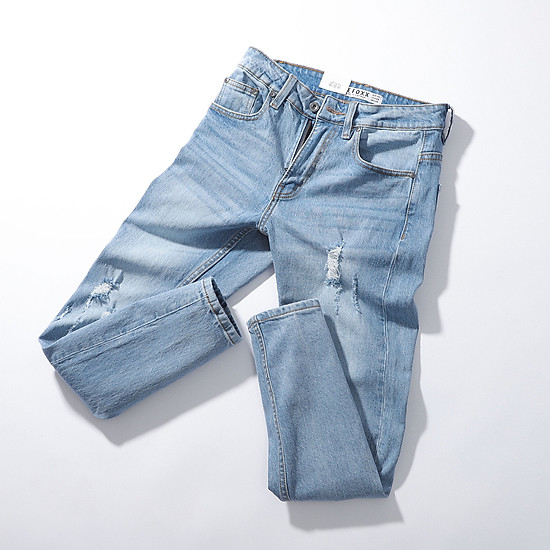 Quần jeans xanh nhạt wash rách df form slimfit 220701 - ảnh sản phẩm 10