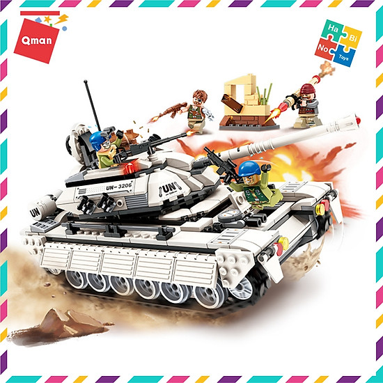 Bộ đồ chơi xếp hình thông minh lego quân sự qman xe tăng trắng 3206 cho - ảnh sản phẩm 6