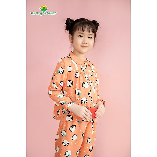 Bộ đồ pijama lanh quần dài, áo dài bé gái b70.2106 - thời trang gia đình vt - ảnh sản phẩm 5