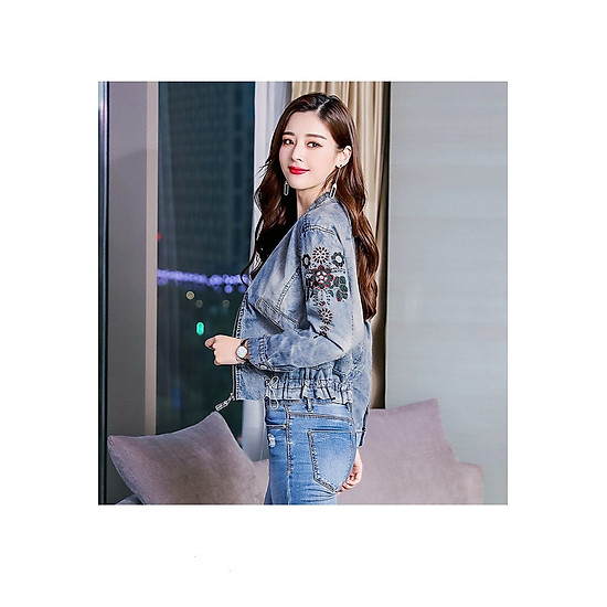Áo khoác jeans nữ thuê hoa xinh xắn hati - ảnh sản phẩm 6