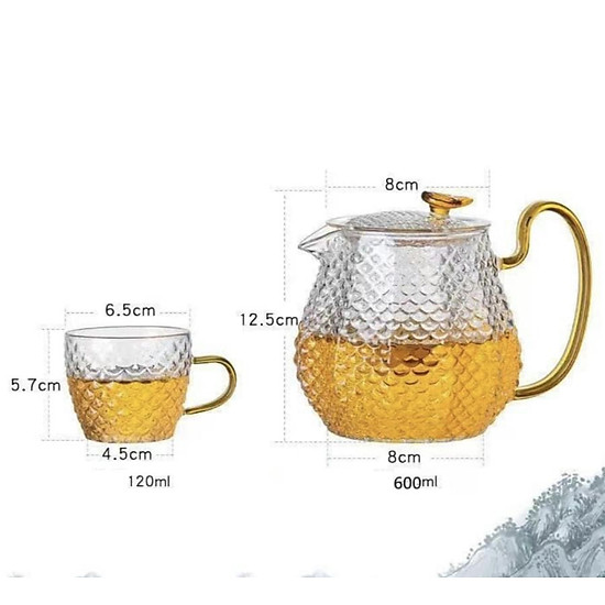 Bộ ấm chén 6 cốc thủy tinh chịu nhiệt pha trà cao cấp - vd113 - ảnh sản phẩm 6