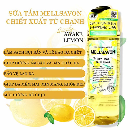 Sữa tắm trắng da chiết xuất từ chanh mellsavon body wash awake lemon chai - ảnh sản phẩm 8