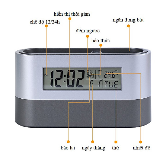 Đồng hồ kiêm hộp đựng bút 2078 v3 dẹt - ảnh sản phẩm 5