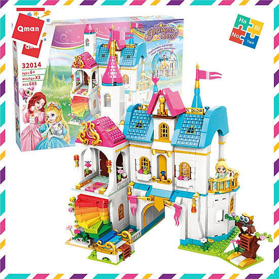 Bộ lắp ghép đồ chơi lego cho bé gái từ 6 tuổi qman 32014 lâu đài cầu vồng - ảnh sản phẩm 1