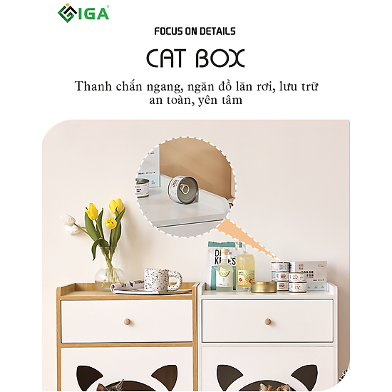 Nhà cho mèo ngủ kết hợp tủ đựng đồ tiện dụng chính hãng iga - gp195 - ảnh sản phẩm 6