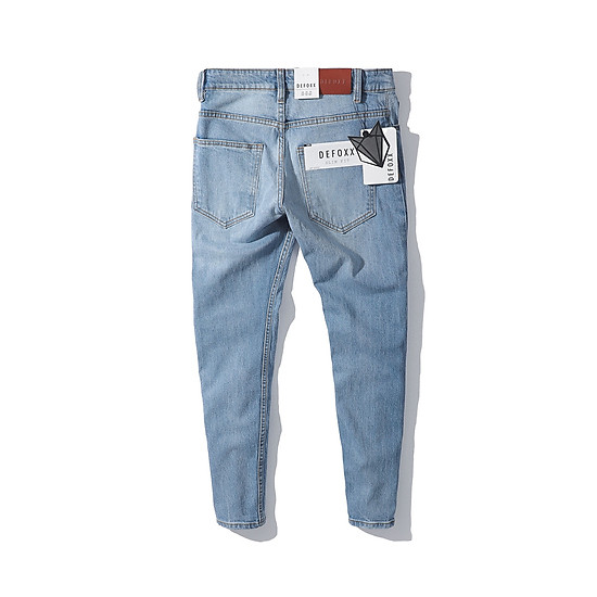 Quần jeans xanh nhạt wash rách df form slimfit 220701 - ảnh sản phẩm 5