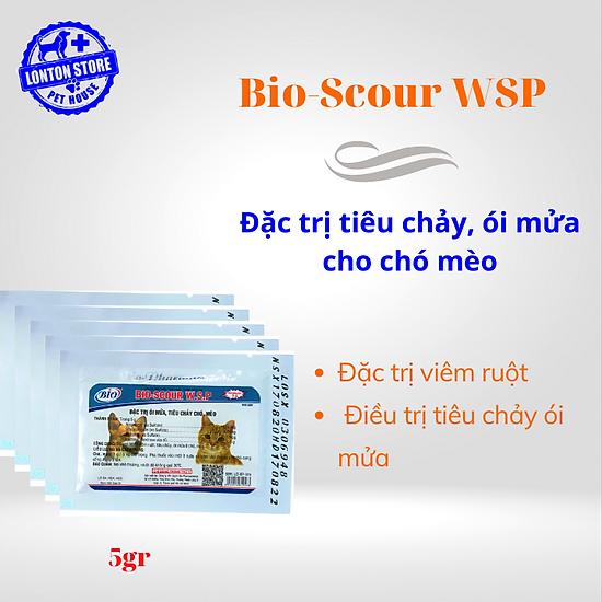 Bio scour - hỗ trợ kiểm soát viêm ruột, nôn, tiêu chảy ở chó mèo, gói 5gr - ảnh sản phẩm 1