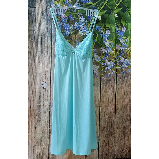 Đầm ngủ hai dây corèle v. phối ren sexy và quyến rũ n035a màu xanh biển - ảnh sản phẩm 3