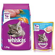 Đồ Ăn Cho Mèo Lớn Whiskas Vị Cá Biển Túi 1.2 Kg