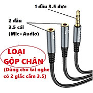 Cáp gộp 2 chân tai nghe chia chân tai nghe 3.5mm Mic + audio hoco UPA21