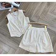 Set áo Gile và quần short Đũi Việt chất liệu LINEN 2 lớp tôn dáng