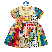 Đầm bé gái Họa Tiết Xanh cotton - AICDBGIMCRGF - AIN Closet
