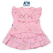 Bộ áo váy ngắn bé gái họa tiết Hồng Thêu cotton boi - AICDBGCAKEI2