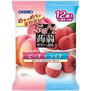 Combo 6 gói Thạch trái cây Orihiro vị đào và vải 240g 20g x 12 cái