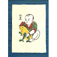 Em bé ôm cóc - Tranh dân gian Đông Hồ - Dong Ho folk woodcut painting