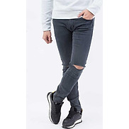 Quần jeans Nam rách gối màu đen QJ105 Xám chuột
