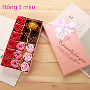 Quà tặng quốc tế phụ nữ 20 10 hộp quà 12 hoa hồng sáp và 1 nhánh hoa mạ