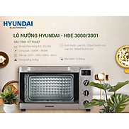 Lò Nướng Bếp Nướng Điện Đa Năng Hyundai HDE 3000S HDE 3001S Dung Tích 30L