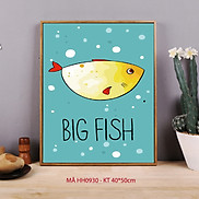 Tranh tô màu số hóa Big fish Tranh cá hiện đại đơn giản dễ vẽ HH0930
