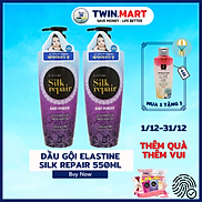 Dầu gội chăm sóc và nuôi dưỡng tóc Elastine Silk Repair 550ml tặng kèm dầu