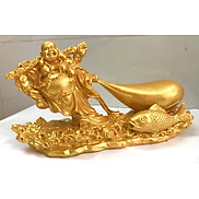 Tượng Phật Di Lặc Kéo Tiền Vàng Phong Thủy May Mắn Tài Lộc dài 21 cm
