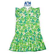 Đầm sườn xám bé gái họa tiết Hoa Xanh cotton - AICDBGLGVR21 - AIN Closet