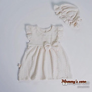 Váy trắng bé gái tay cánh tiên cao cấp MOMMY S CARE 100% cotton hữu cơ tự
