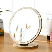 Gương trang điểm đế gỗ để bàn xinh xắn hình tròn
