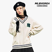 MLB - Áo sweater phom suông tay dài cổ V thời trang 3AKPV0131-50CRS