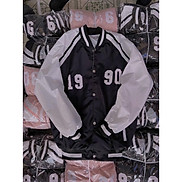 Áo Khoác Bomber Jacket Dù 2 Lớp 1990 Varsity Form Rộng Basic Nam Nữ Unisex