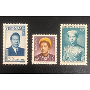 Bộ 3 con tem Đông Dương in chân dung gia đình vua chúa cuối cùng của Việt