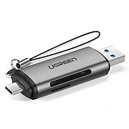 Ugreen UG50706CM185TK Màu Xám Đầu đọc thẻ nhớ TYPE C + USB 3.0 sang TF +