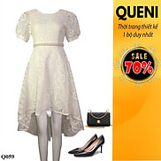 Đầm nữ trắng công chúa thời trang thiết kế Queni Fashion Q059