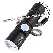 Đèn Pin Siêu Sáng Sạc USB Zoom 4x, kích thước 9cmx2.4cm, màu đen - SP005760