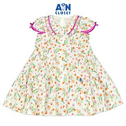 Đầm bé gái họa tiết Tulip Cam Viền Tím cotton - AICDBGDKS94K - AIN Closet