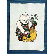 Em bé ôm gà - Tranh dân gian Đông Hồ - Dong Ho folk woodcut painting