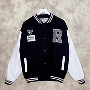 Áo Khoác Bomber Varsity Jacket Bóng Chày Thêu Chữ Chất Da Lộn Lót Dù Form