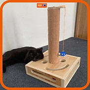 Cattree cho mèo bằng gỗ kèm HỘC ĐỒ CHƠI bóng chuông mẫu mới giúp mèo giảm