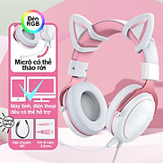 Tai nghe chơi game âm thanh nổi ONIKUMA X10 màu hồng trắng với micrô tai
