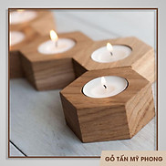 Đế nến gỗ hình lục giác để bàn NẾN tealight I Trang trí homestay
