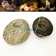 Khay đựng nến thơm từ đá cuội tự nhiên - Chân nến decor vintage