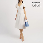 GIGI - Đầm midi cổ V tay ngắn 2 tầng thời trang G2102D221168-00