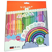 Bút Chì Màu Gỗ YPLUS+ Pastel-Rainbow 24 Màu Có Chuốt PC200200-RB